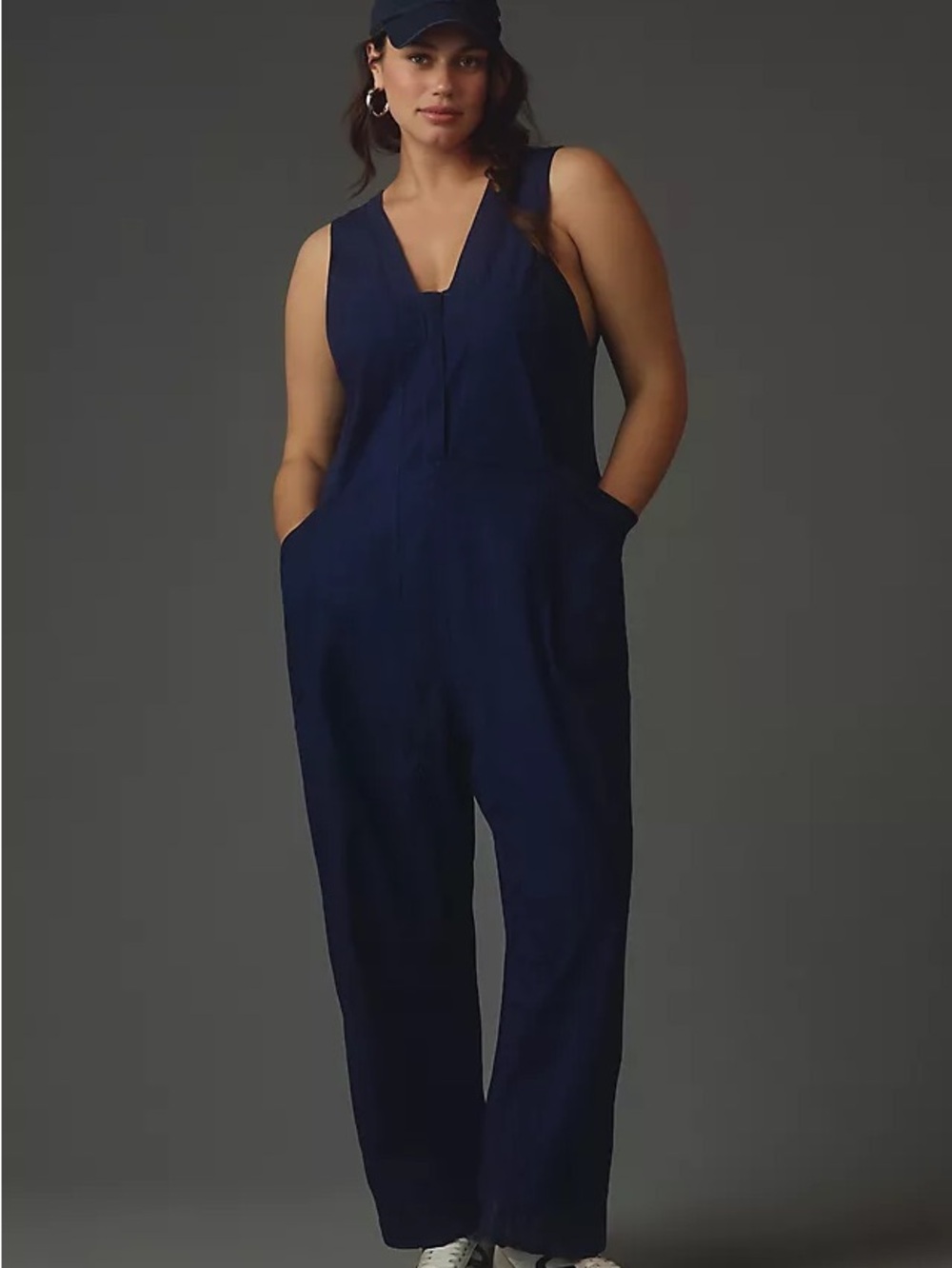 Anthropologie Daily Practice Navy Blue Zip-Front Jumpsuit